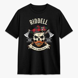 ScotsTee Shop Scottish Riddell Crest Tartan T-shirt Alba Skull Style