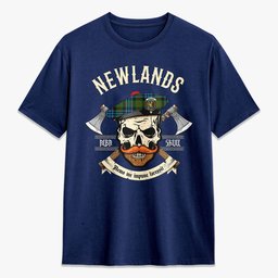 ScotsTee Shop Scottish Newlands Crest Tartan T-shirt Alba Skull Style