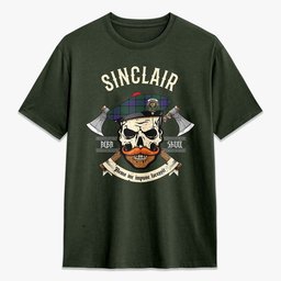 ScotsTee Shop Scottish Sinclair Hunting Modern Crest Tartan T-shirt Alba Skull Style