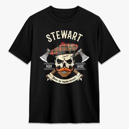 ScotsTee Shop Scottish Stewart Royal Ancient Crest Tartan T-shirt Alba Skull Style