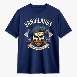 ScotsTee Shop Scottish Sandilands Crest Tartan T-shirt Alba Skull Style