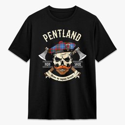 ScotsTee Shop Scottish Pentland Crest Tartan T-shirt Alba Skull Style