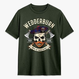 ScotsTee Shop Scottish Wedderburn Crest Tartan T-shirt Alba Skull Style