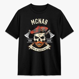 ScotsTee Shop Scottish McNab Ancient Crest Tartan T-shirt Alba Skull Style