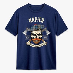 ScotsTee Shop Scottish Napier Modern Crest Tartan T-shirt Alba Skull Style