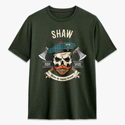 ScotsTee Shop Scottish Shaw Ancient Crest Tartan T-shirt Alba Skull Style
