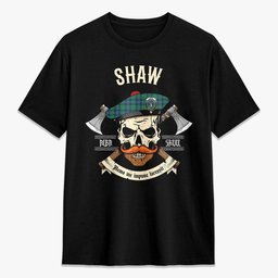 ScotsTee Shop Scottish Shaw Ancient Crest Tartan T-shirt Alba Skull Style