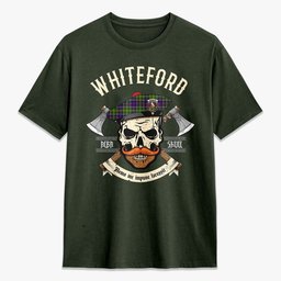 ScotsTee Shop Scottish Whiteford Crest Tartan T-shirt Alba Skull Style