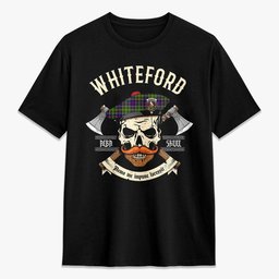 ScotsTee Shop Scottish Whiteford Crest Tartan T-shirt Alba Skull Style