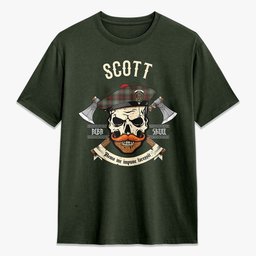 ScotsTee Shop Scottish Scott Brown Ancient Crest Tartan T-shirt Alba Skull Style