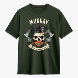ScotsTee Shop Scottish Murray of Atholl Modern Crest Tartan T-shirt Alba Skull Style