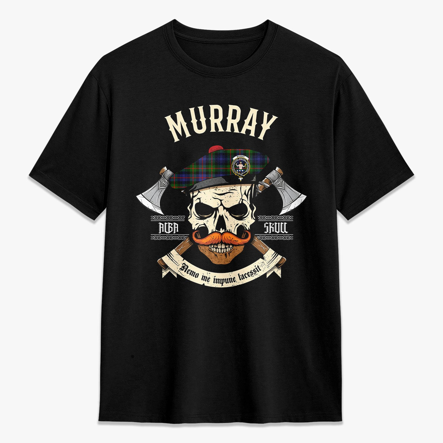ScotsTee Shop Scottish Murray of Atholl Modern Crest Tartan T-shirt Alba Skull Style
