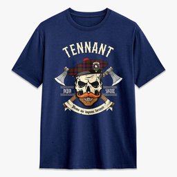 ScotsTee Shop Scottish Tennant Crest Tartan T-shirt Alba Skull Style