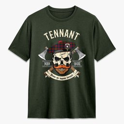 ScotsTee Shop Scottish Tennant Crest Tartan T-shirt Alba Skull Style