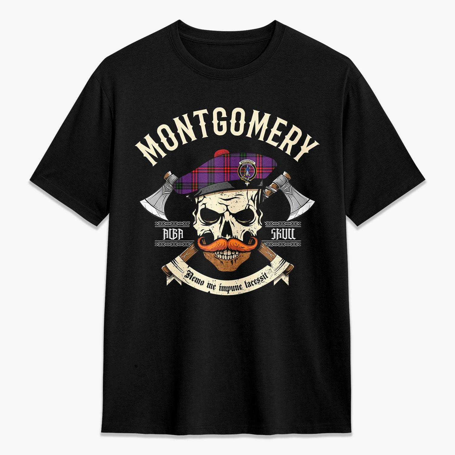 ScotsTee Shop Scottish Montgomery Modern Crest Tartan T-shirt Alba Skull Style