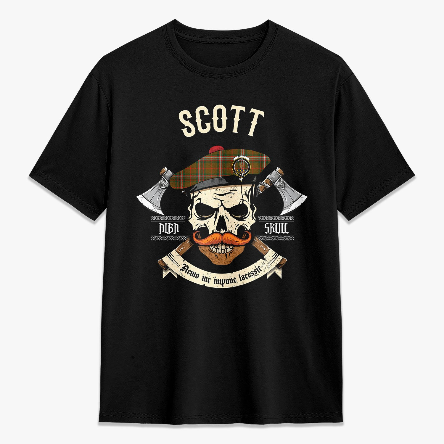ScotsTee Shop Scottish Scott Brown Modern Crest Tartan T-shirt Alba Skull Style