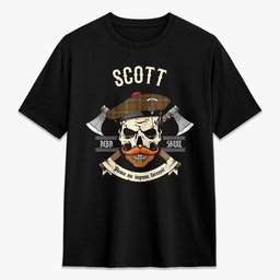 ScotsTee Shop Scottish Scott Brown Modern Crest Tartan T-shirt Alba Skull Style