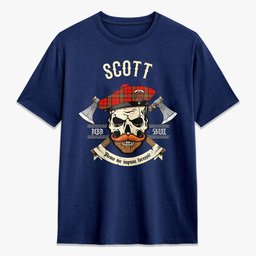 ScotsTee Shop Scottish Scott Modern Crest Tartan T-shirt Alba Skull Style
