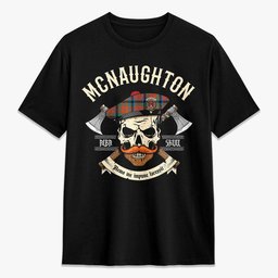 ScotsTee Shop Scottish McNaughton Ancient Crest Tartan T-shirt Alba Skull Style