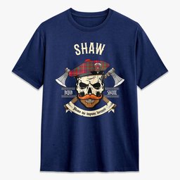 ScotsTee Shop Scottish Shaw Red Modern Crest Tartan T-shirt Alba Skull Style