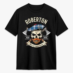 ScotsTee Shop Scottish Roberton Crest Tartan T-shirt Alba Skull Style