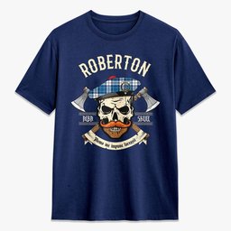 ScotsTee Shop Scottish Roberton Crest Tartan T-shirt Alba Skull Style