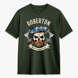 ScotsTee Shop Scottish Roberton Crest Tartan T-shirt Alba Skull Style