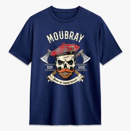 ScotsTee Shop Scottish Moubray Crest Tartan T-shirt Alba Skull Style