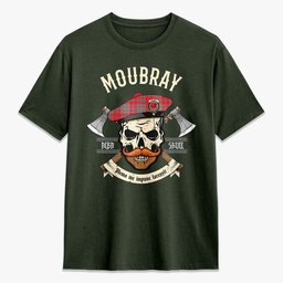 ScotsTee Shop Scottish Moubray Crest Tartan T-shirt Alba Skull Style