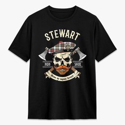 ScotsTee Shop Scottish Stewart Dress Modern Crest Tartan T-shirt Alba Skull Style