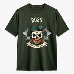 ScotsTee Shop Scottish Ross Hunting Modern Crest Tartan T-shirt Alba Skull Style