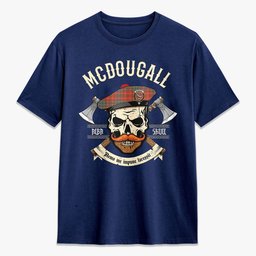 ScotsTee Shop Scottish McDougall Ancient Crest Tartan T-shirt Alba Skull Style