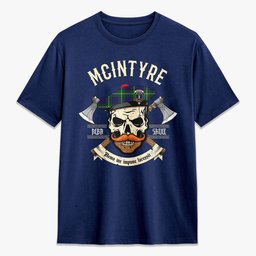 ScotsTee Shop Scottish McIntyre Hunting Modern Crest Tartan T-shirt Alba Skull Style