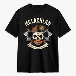 ScotsTee Shop Scottish McLachlan Hunting Modern Crest Tartan T-shirt Alba Skull Style