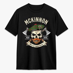 ScotsTee Shop Scottish McKinnon Hunting Modern Crest Tartan T-shirt Alba Skull Style