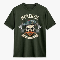 ScotsTee Shop Scottish McKenzie Dress Ancient Crest Tartan T-shirt Alba Skull Style