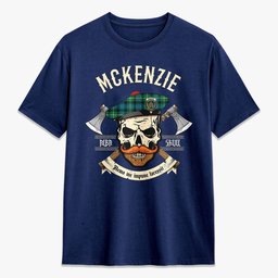 ScotsTee Shop Scottish McKenzie Ancient Crest Tartan T-shirt Alba Skull Style