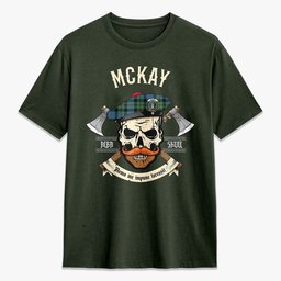 ScotsTee Shop Scottish McKay Ancient Crest Tartan T-shirt Alba Skull Style