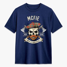 ScotsTee Shop Scottish McFie Ancient Crest Tartan T-shirt Alba Skull Style