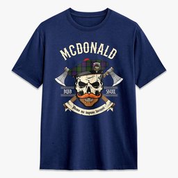 ScotsTee Shop Scottish McDonald Crest Tartan T-shirt Alba Skull Style