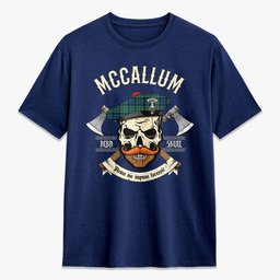ScotsTee Shop Scottish McCallum Ancient Crest Tartan T-shirt Alba Skull Style