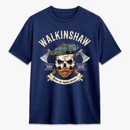 ScotsTee Shop Scottish Walkinshaw Crest Tartan T-shirt Alba Skull Style