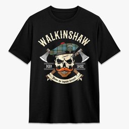 ScotsTee Shop Scottish Walkinshaw Crest Tartan T-shirt Alba Skull Style