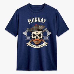 ScotsTee Shop Scottish Murray of Atholl Weathered Crest Tartan T-shirt Alba Skull Style