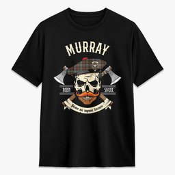 ScotsTee Shop Scottish Murray of Atholl Weathered Crest Tartan T-shirt Alba Skull Style