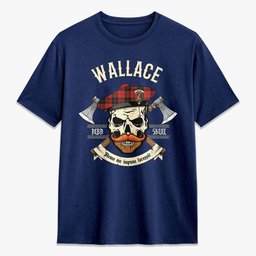 ScotsTee Shop Scottish Wallace Weathered Crest Tartan T-shirt Alba Skull Style