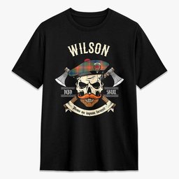 ScotsTee Shop Scottish Wilson Ancient Crest Tartan T-shirt Alba Skull Style
