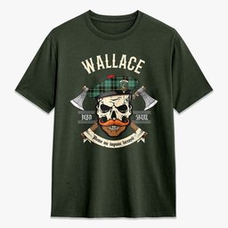 ScotsTee Shop Scottish Wallace Hunting Ancient Crest Tartan T-shirt Alba Skull Style