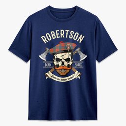 ScotsTee Shop Scottish Robertson Ancient Crest Tartan T-shirt Alba Skull Style