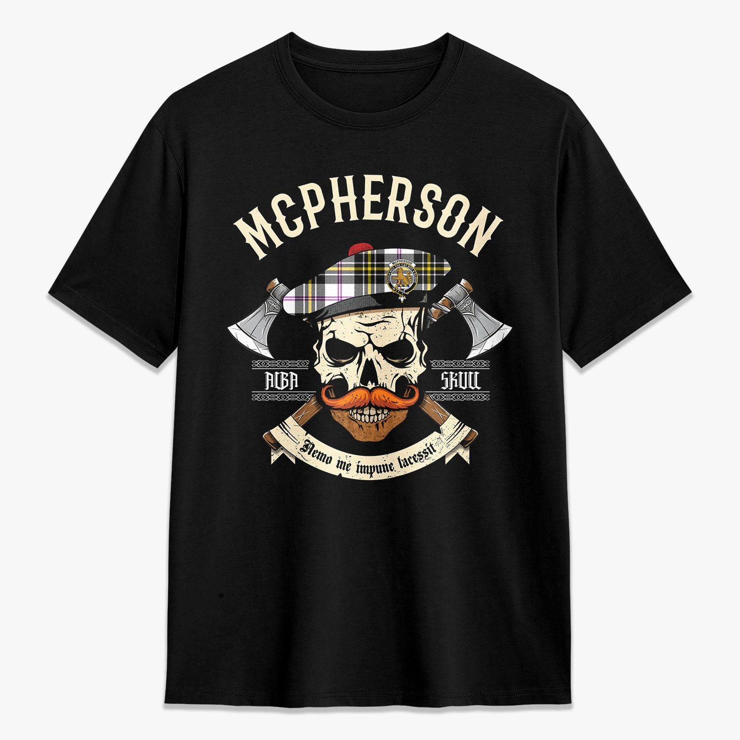 ScotsTee Shop Scottish McPherson Dress Modern Crest Tartan T-shirt Alba Skull Style